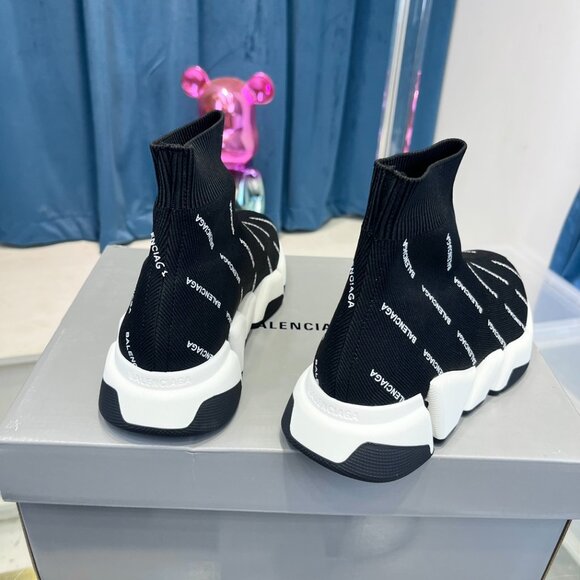Balenciaga Black Knit Fabric Speed LT Clear Sneakers Size 44 - Picture 5 of 5